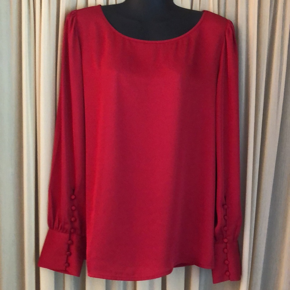 Express Red Long-Sleeve Blouse - Picture 2 of 7